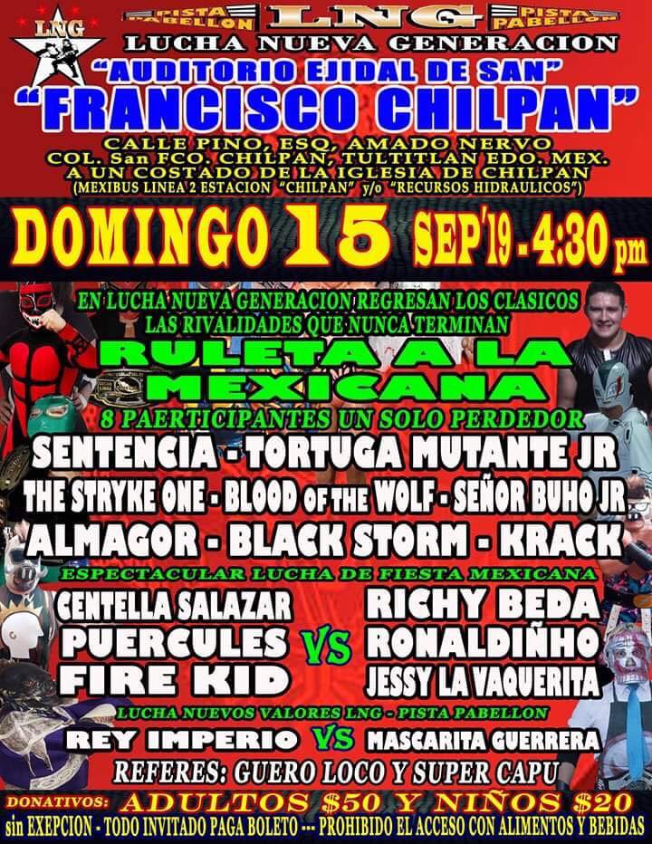 Los eventos de lucha libre del 12 al 18 de septiembre.