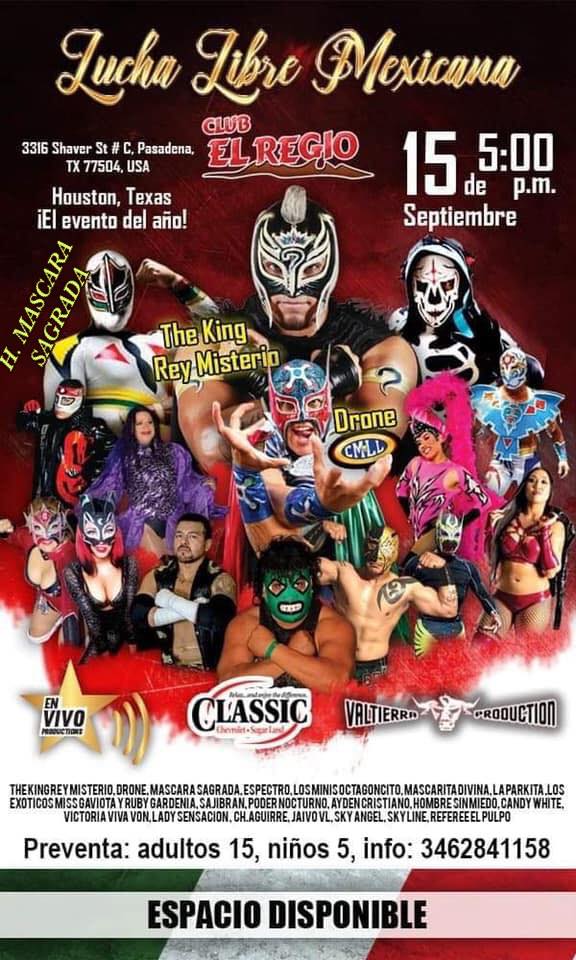 Los eventos de lucha libre del 12 al 18 de septiembre.