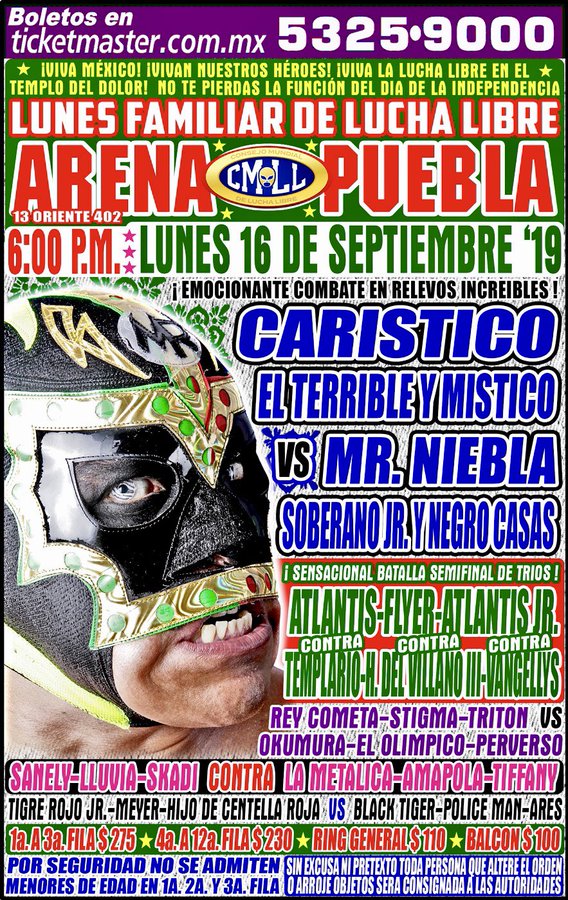 Los eventos de lucha libre del 12 al 18 de septiembre.