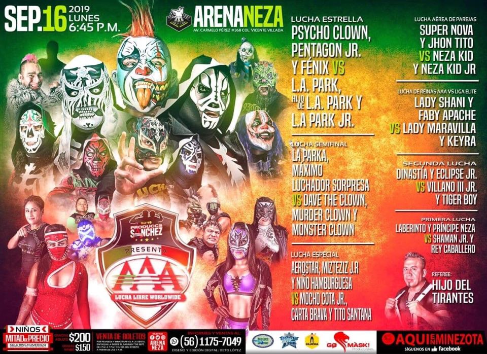 Los eventos de lucha libre del 12 al 18 de septiembre.