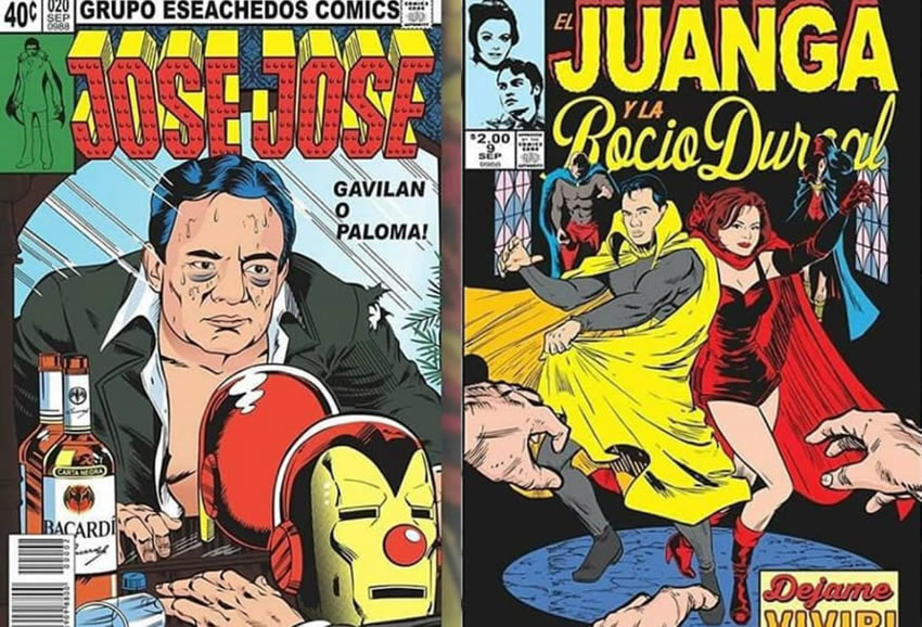 El artista Shuma muestra a cantantes populares mexicanos como superhéroes. Foto: @eseachedos
