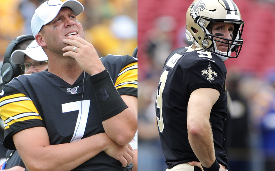 Ben Roethlisberger y Drew Brees se lesionaron el domingo en las derrotas de sus equipos. (Reuters-AFP)