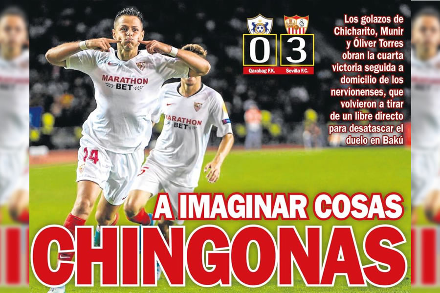 Chicharito anotó un gran gol en la Europa League.