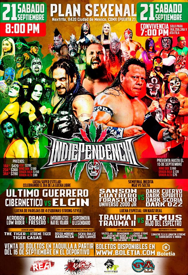 Los eventos de lucha libre que se realizarán del 19 al 25 de septiembre.