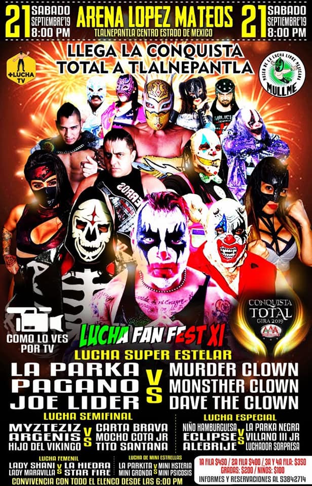 Los eventos de lucha libre que se realizarán del 19 al 25 de septiembre.