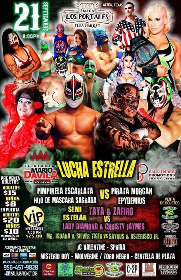 Los eventos de lucha libre que se realizarán del 19 al 25 de septiembre.