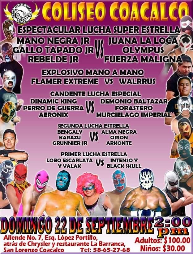 Los eventos de lucha libre que se realizarán del 19 al 25 de septiembre.