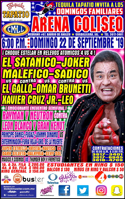 Los eventos de lucha libre que se realizarán del 19 al 25 de septiembre.