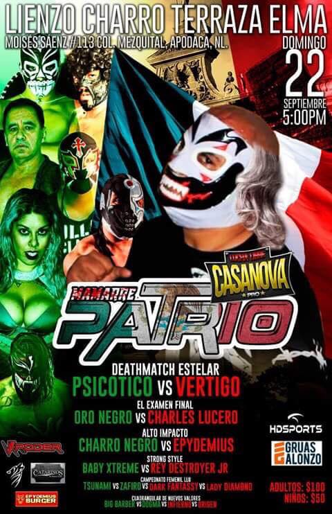 Los eventos de lucha libre que se realizarán del 19 al 25 de septiembre.