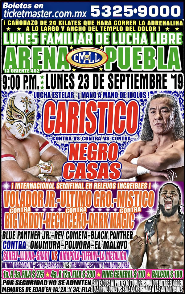 Los eventos de lucha libre que se realizarán del 19 al 25 de septiembre.