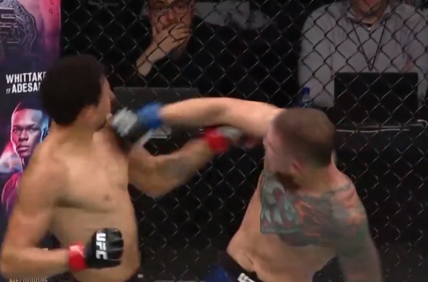 Martín Bravo cayó noqueado. Foto: @UFCEspanol