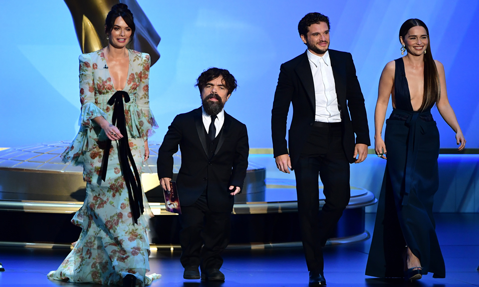 Lena Headey, Peter Dinklage, Kit Harrington y Emilia Clarke (AFP)