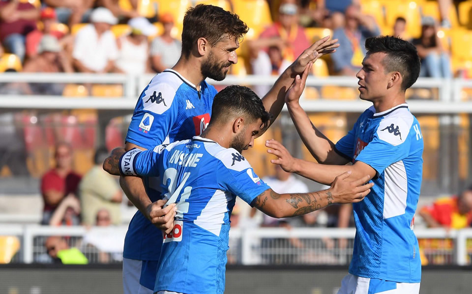 El mexicano entró al segundo tiempo, en un duelo donde los napolitanos con cuadro alterno golearon de visita (FOTO: Twitter)