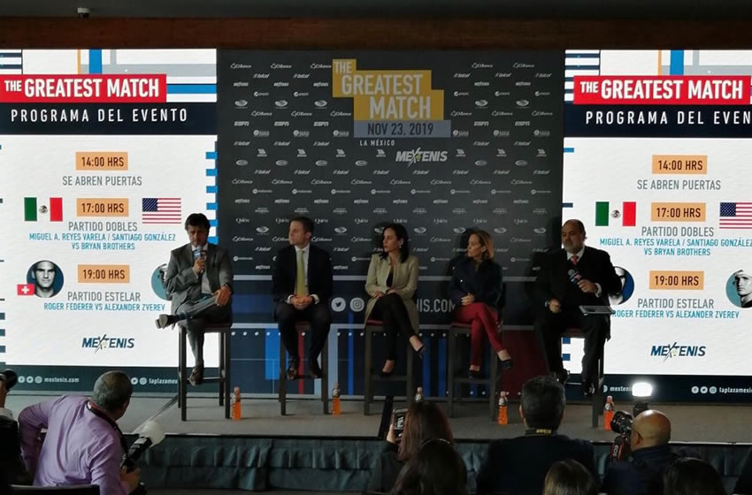La presentación de The Greatest Match, el partido de exhibición de Roger Federer en México. Foto: Mexstenis