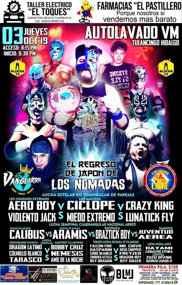 Carteleras de lucha libre del 3 al 9 de octubre