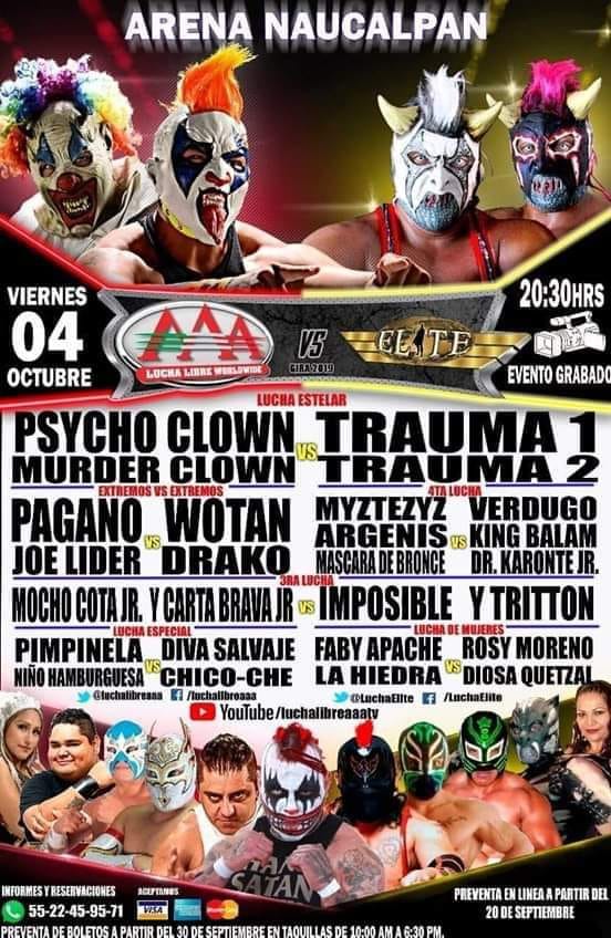 Carteleras de lucha libre del 3 al 9 de octubre