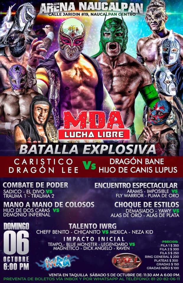 Carteleras de lucha libre del 3 al 9 de octubre