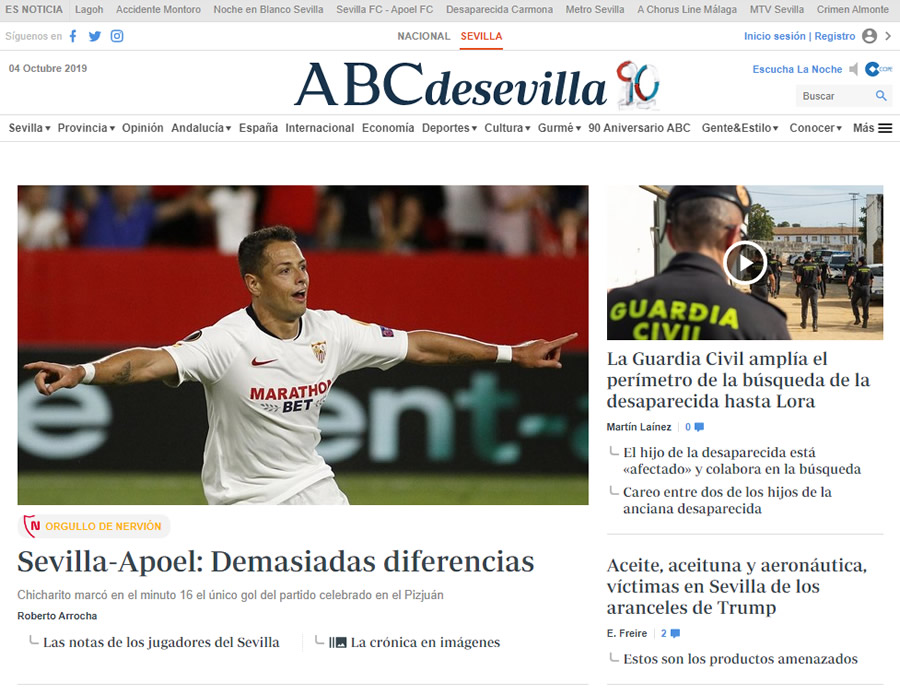 El ABC de Sevilla valoró el esfuerzo del jugador azteca.