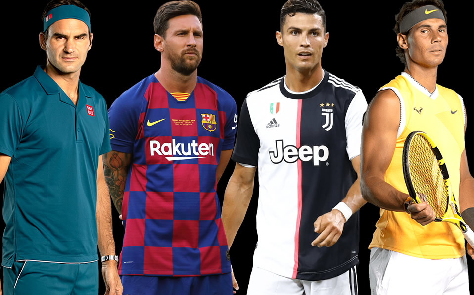 Federer, Messi, Cristiano y Rafa Nadal, cuatro monstruos del deporte. (Google)