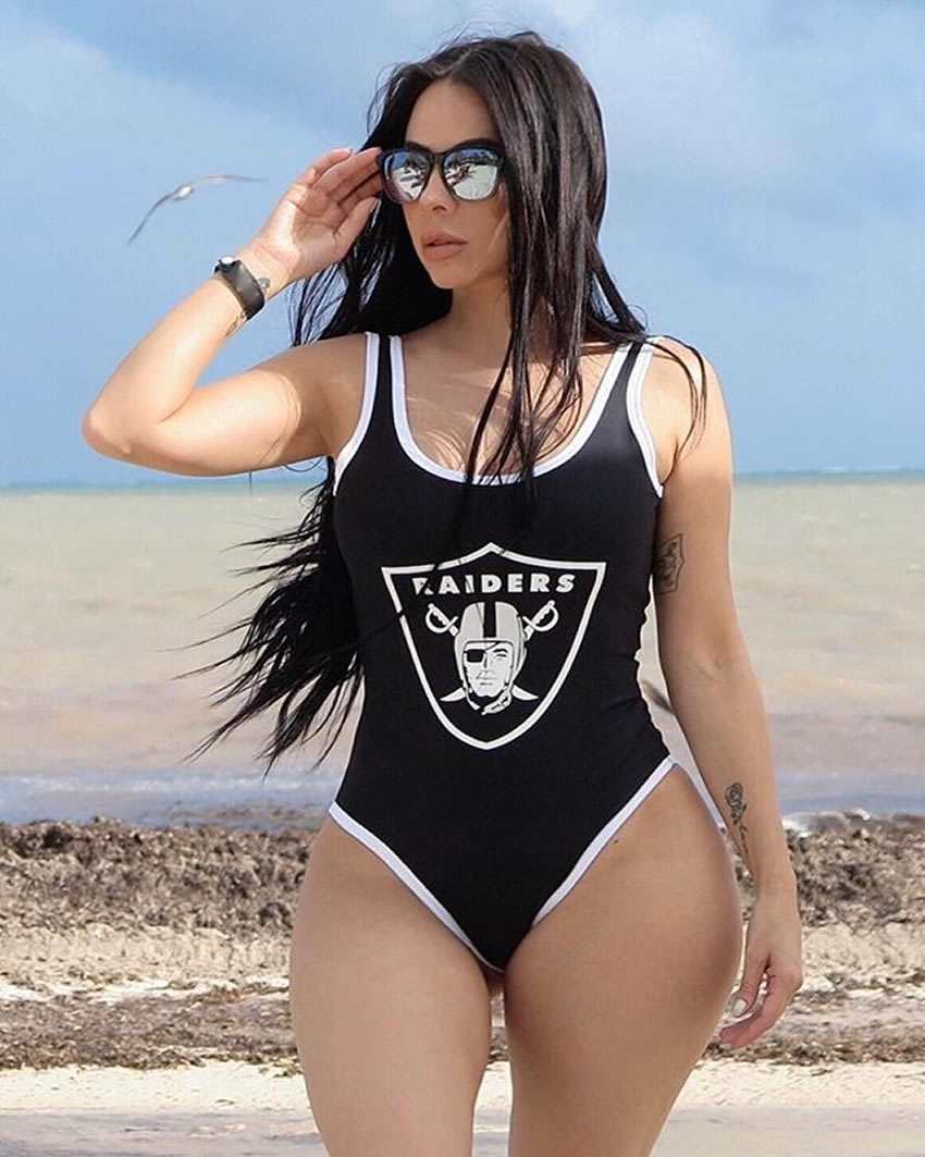 Jimena Sánchez siempre demuestra su amor por los Raiders, Yankees y Lakers. Foto: Instagram @jimenasanchezmx