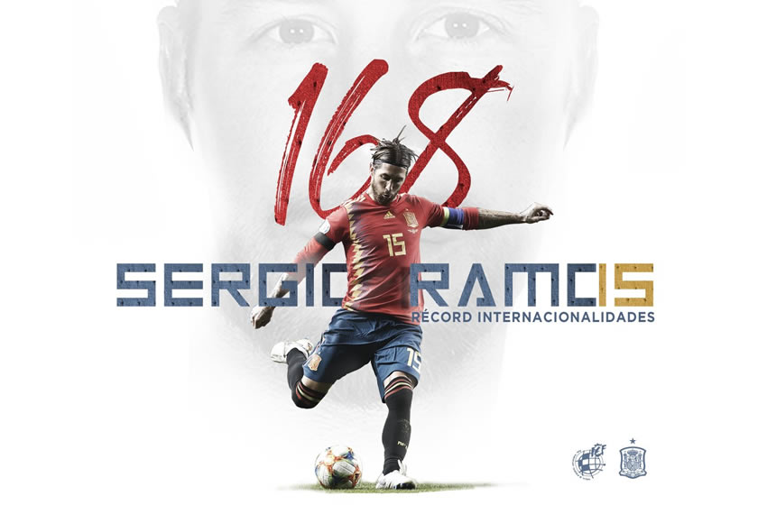 Sergio Ramos, el jugador con más partidos con la selección de España. Foto: @SeFutbol
