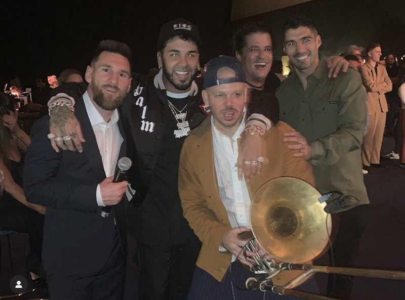 Messi, Suárez, Anuel, Residente y Carlos Vives (FOTO: Instagram)