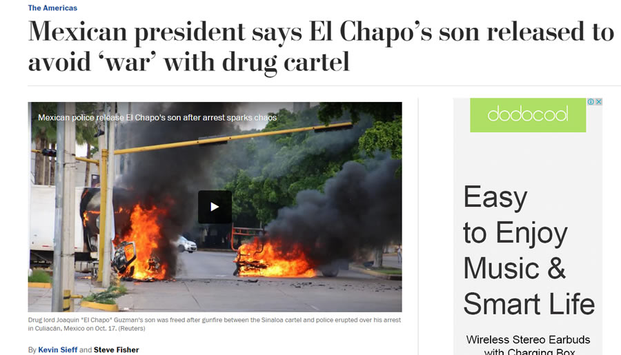 El Washington Post destaca que el hijo del Chapo fue liberado para evitar una guerra.