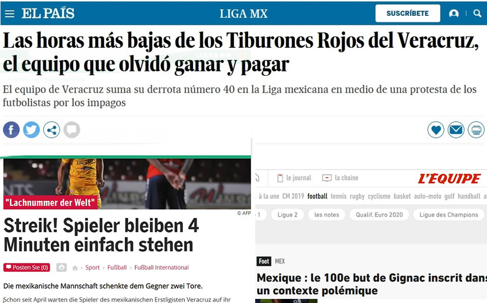 Algunos titulares de la prensa internacional.