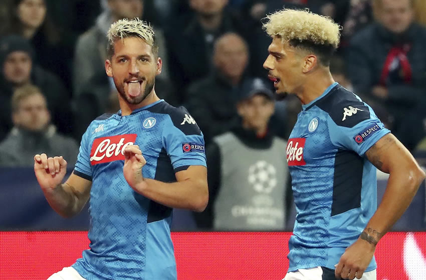 Mertens anotó doblete en el triunfo del Napoli. Foto: AFP
