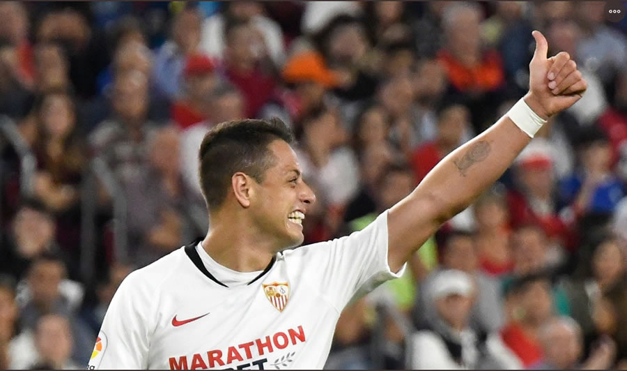 El delantero mexicano se hizo  presente en el marcador en el duelo de hoy ante el Getafe. FOTO: @SevillaFC