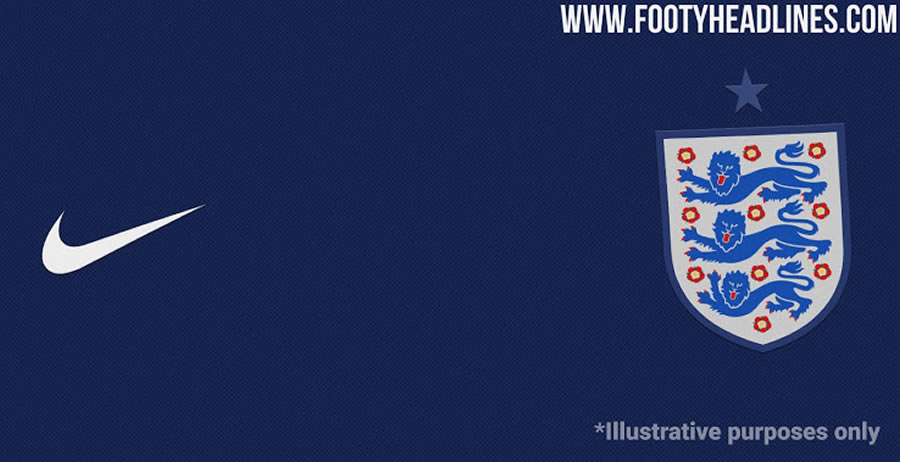 Inglaterra vestirá de azul cuando sea visitante; la playera de local aún no se difunde. Su presencia en el torneo es casi un hecho. FOTO: footyheadlin