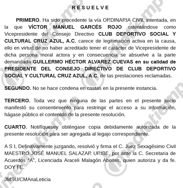 El documento al que Mediotiempo tuvo acceso