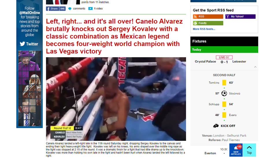 El diario británico Daily Mail se refirió al Canelo como la leyenda mexicana.