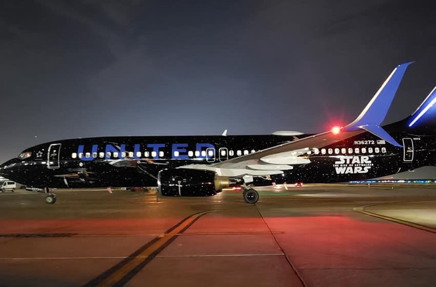 Así luce el avión de Star Wars de United Airlines. Foto: United Airlines