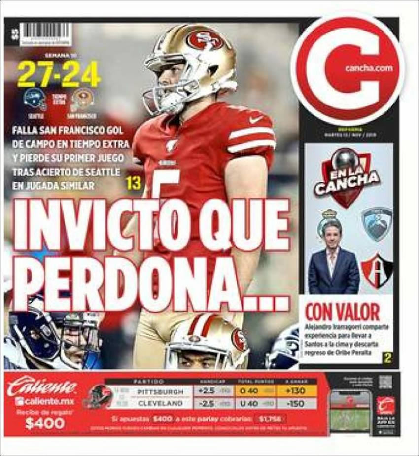 Portadas diarios deportivos en el mundo del 12 de noviembre de 2019