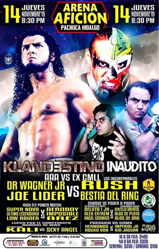 Los eventos de lucha libre que se realizan del 14 al 20 de noviembre de 2019.