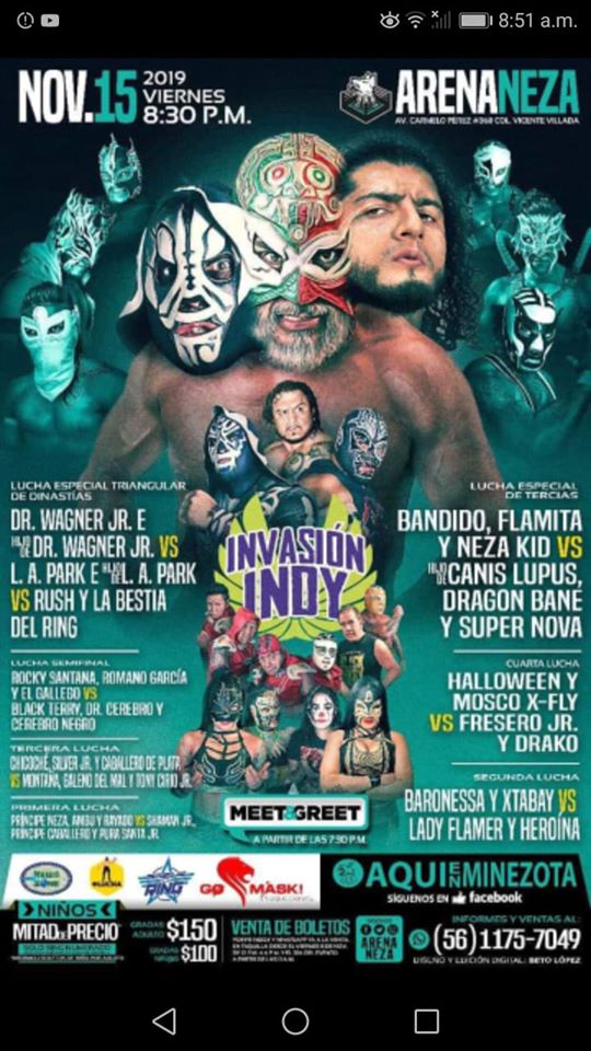 Los eventos de lucha libre que se realizan del 14 al 20 de noviembre de 2019.