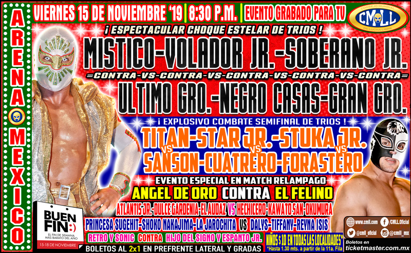Los eventos de lucha libre que se realizan del 14 al 20 de noviembre de 2019.