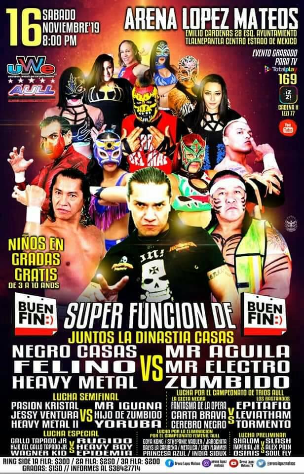 Los eventos de lucha libre que se realizan del 14 al 20 de noviembre de 2019.