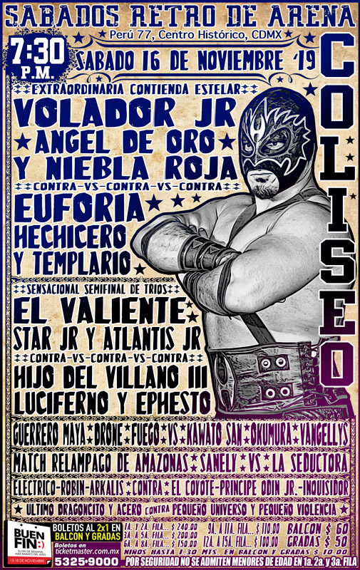 Los eventos de lucha libre que se realizan del 14 al 20 de noviembre de 2019.