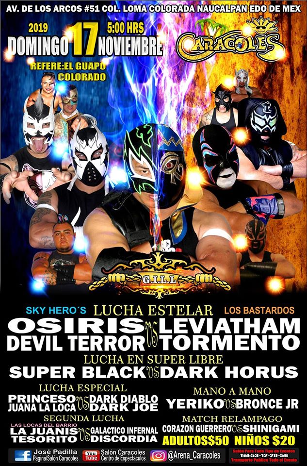 Los eventos de lucha libre que se realizan del 14 al 20 de noviembre de 2019.