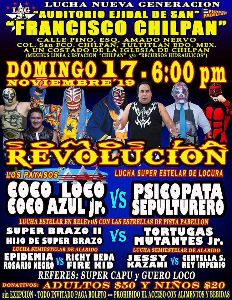 Los eventos de lucha libre que se realizan del 14 al 20 de noviembre de 2019.