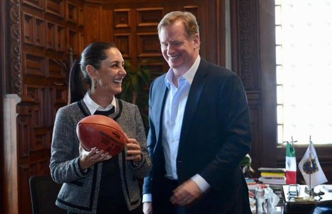 Claudia Sheinbaum se reunió con el Comisionado, Roger Goodell. (Foto: @Claudiashein)