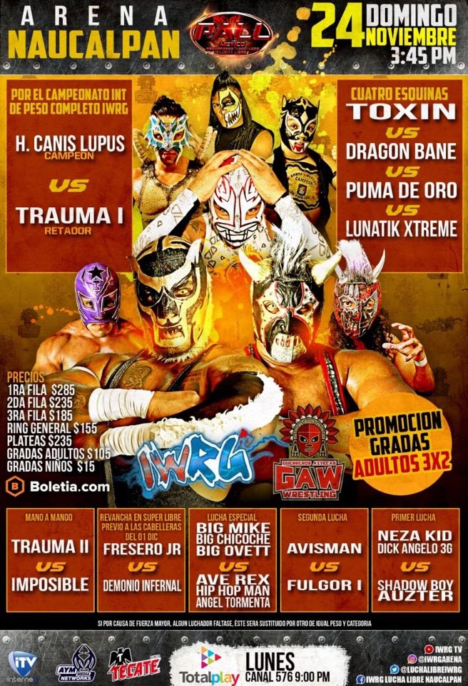Eventos de lucha libre de la semana.
