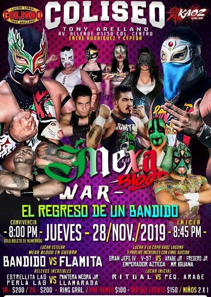 Carteleras de lucha libre 28 de noviembre al 4 de diciembre