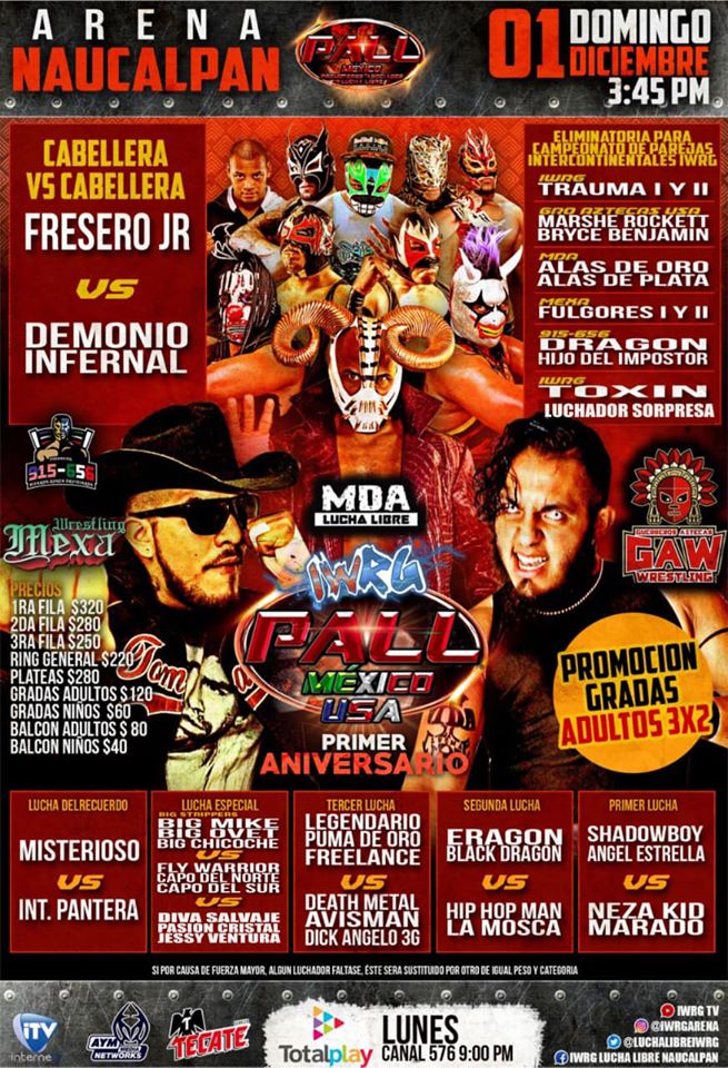 Carteleras de lucha libre 28 de noviembre al 4 de diciembre