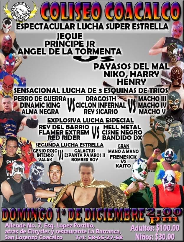 Carteleras de lucha libre 28 de noviembre al 4 de diciembre