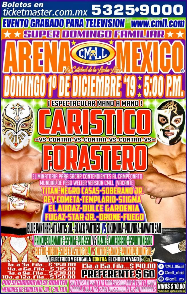 Carteleras de lucha libre 28 de noviembre al 4 de diciembre