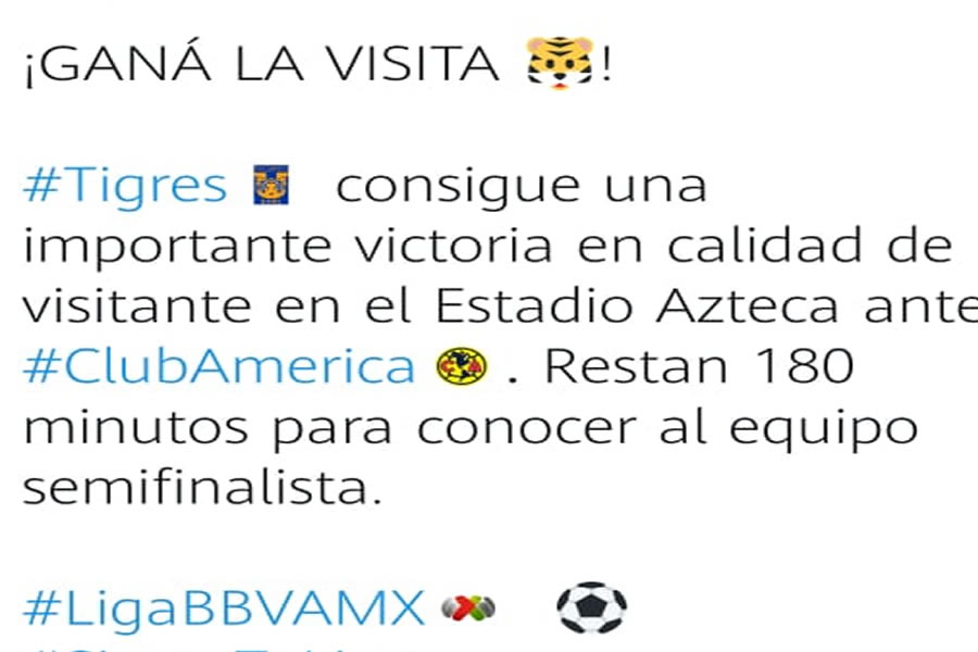 La Liga MX corrigió minutos después su publicación en Twitter.