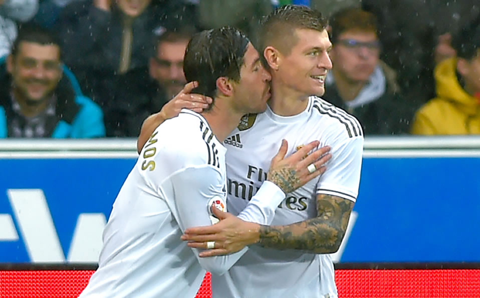 La celebración de Ramos. (AFP)